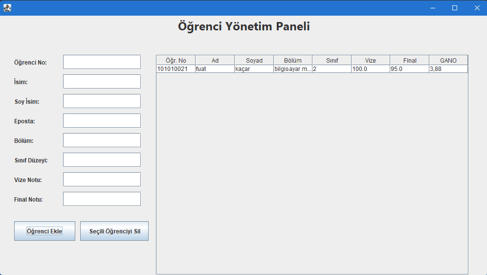 Öğrenci Yönetim Sistemi
